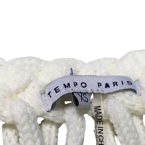 Tempo Paris Open Weave Rope Sweater Boho Fringe Crochet Wool‎ Blend Women's XS - Picture 3 of 8